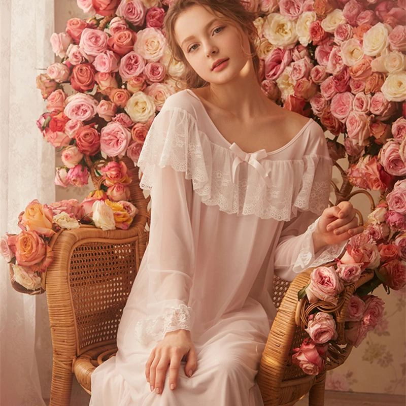 Ночная рубашка для принцессы женская одежда сна Женская винтажная ночная