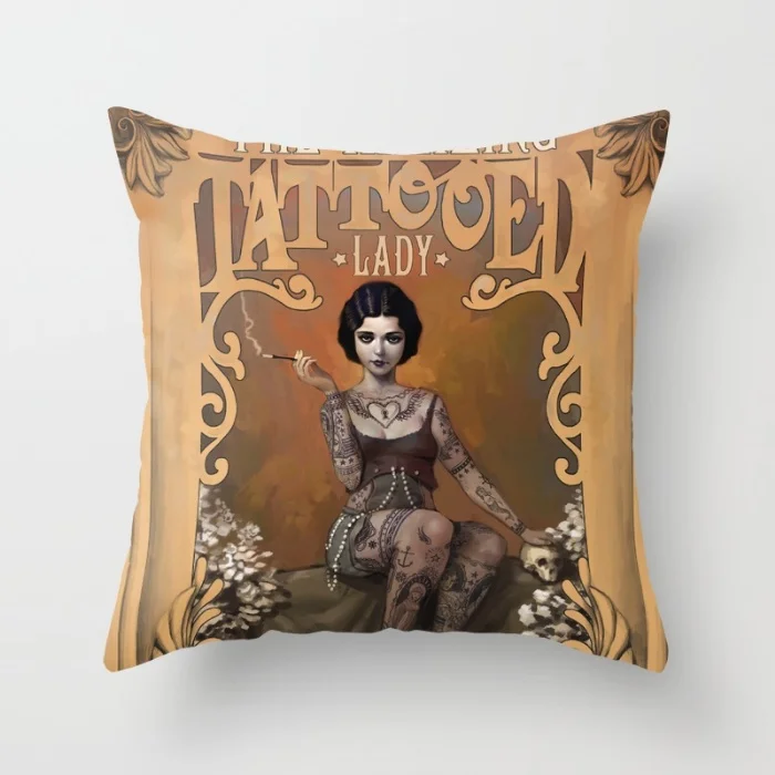 Потрясающая Татуированная Леди 33x33 см мягкая глянцевая наволочка для подушки