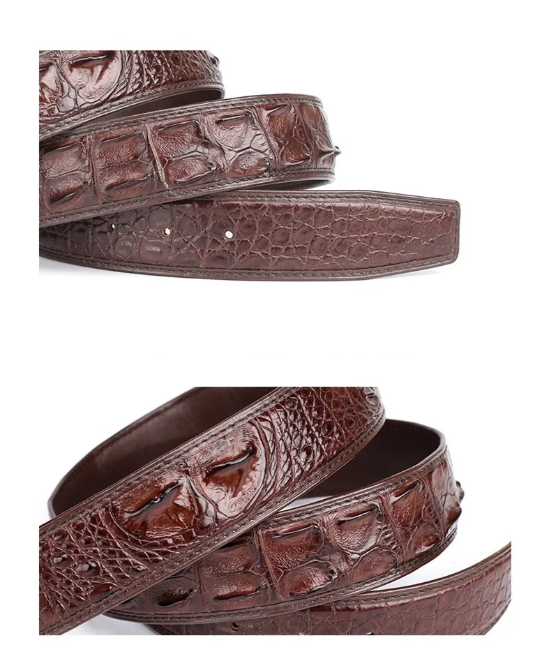 Authentic Real Crocodile Head Skin Male Belt without Buckle Genuine Exotic Alligator Leather Belt Classical Men's Waist Strap