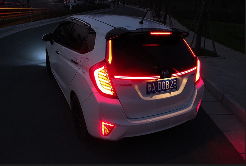 Автомобильный задний светильник s для Honda Jazz Fit- задний светильник s светодиодный задний светильник DRL+ тормозной сигнал весь комплект Высокое качество