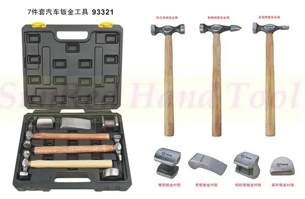 BESTIR taiwan made tool steel 7pcs automotive sheet metal hammer tool set professional repair tools NO.93321