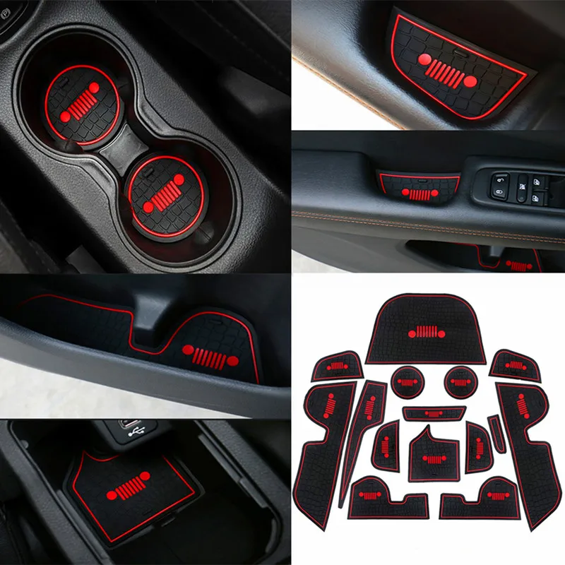 Gate slot pad Red Для Jeep Compass подлокотник коробка для хранения держатель Контейнер перчатка Органайзер компас аксессуары для салона автомобиля 2 шт - Название цвета: Gate slot pad Red