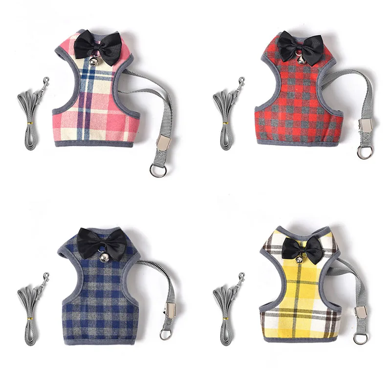 Маленький со шлейкой для собак поводок питомца кота жилет на лямках с бантом из