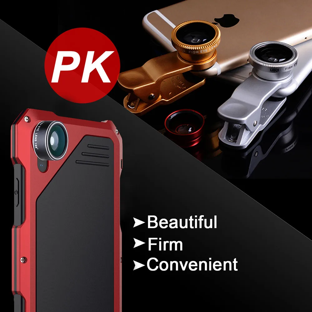 Ascromy Waterproof Heavy Duty Phone Case Cover Protector For iPhone XS Max XR X 8 7 6 6s Plus 5s Fisheye Marco Wide Camera Lens |