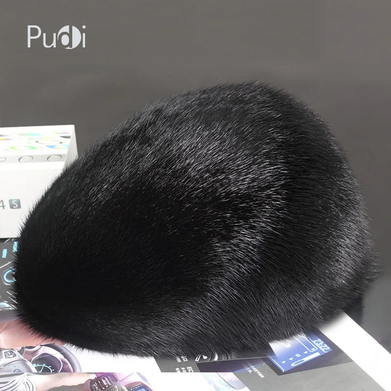 Pudi 170763, мужская шапка из меха норки, новая мода, мужская шапка из натурального меха норки, Зимняя Теплая Верхняя шапка, головной убор, берет