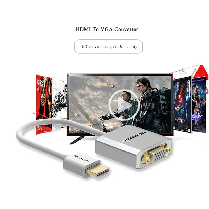 Vention адаптер hdmi-vga цифро-аналоговый аудио конвертер алюминиевый кабель для Xbox PS4