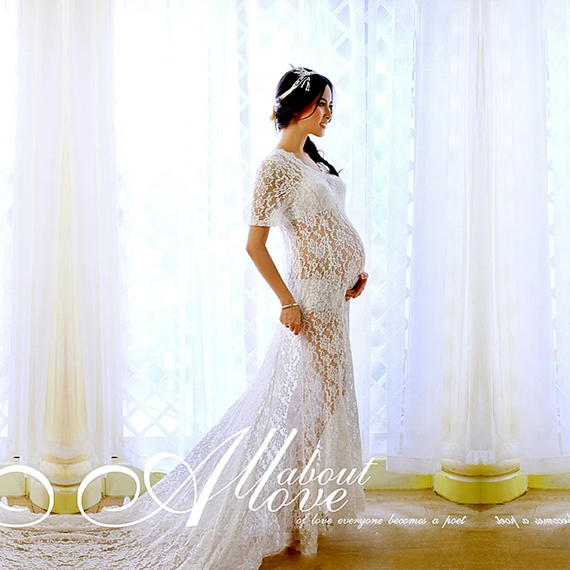 2017 реквизит платье для беременных белое кружевное | Мать и ребенок