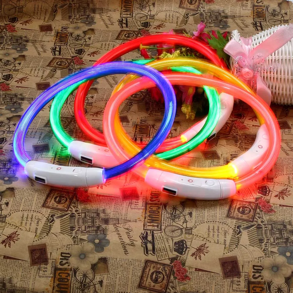 Ошейник для собак Перезаряжаемый USB Водонепроницаемый светодиодный мигающий