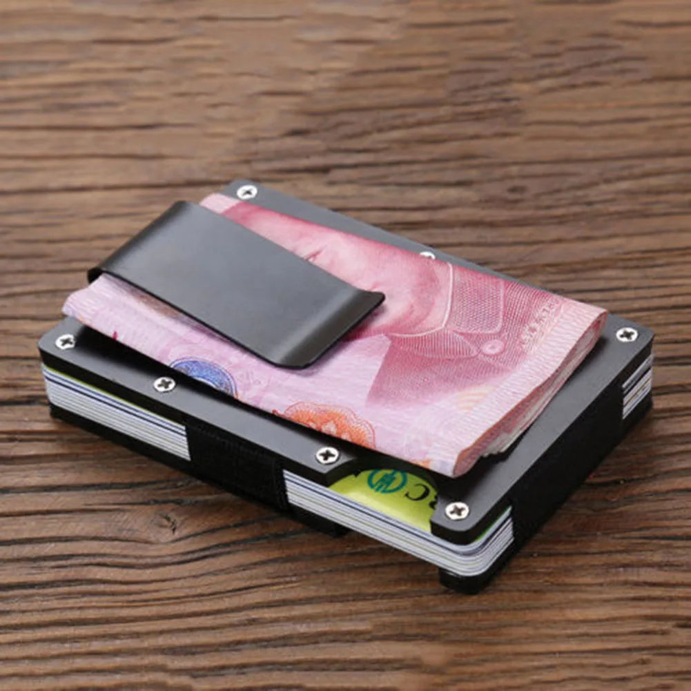 

RFID Blocking Stainless Steel Money Clip Credit Card Elastic Band Wallet