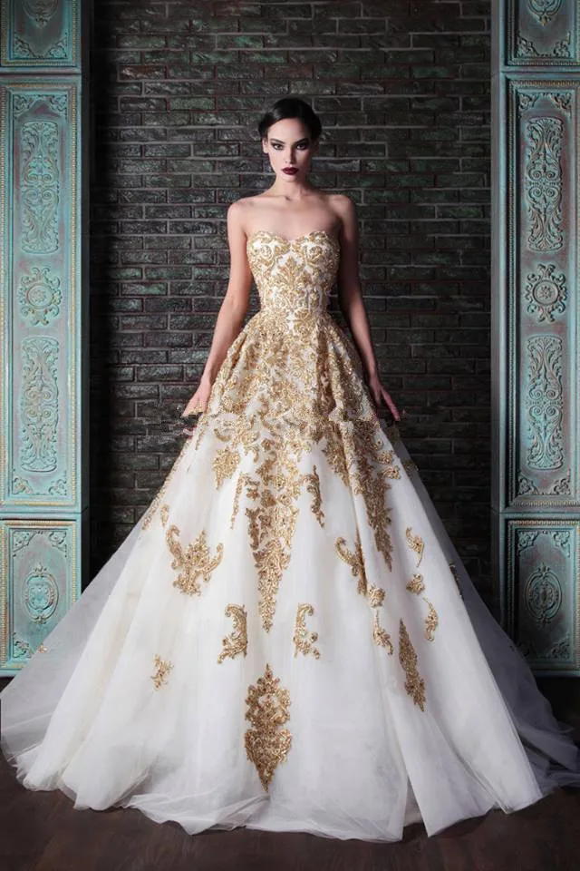 gold wedding gown