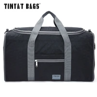 tinyat male men travel bag folding bag protable molle women tote waterproof nylon casual travel duffel bag black luggage t 306