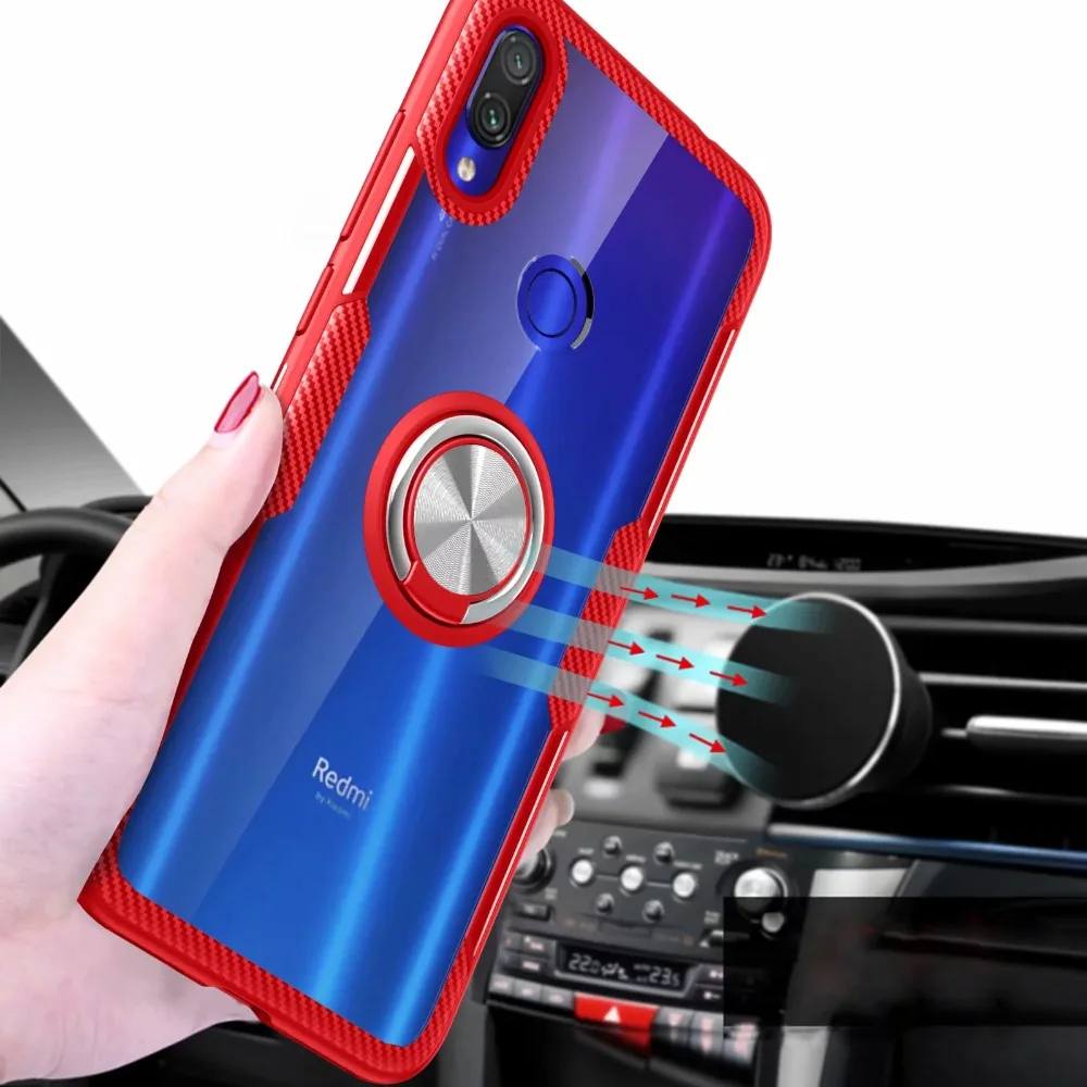 For Xiaomi Redmi Note 7 Note7 Pro Transparent Magnet Car Holder Case Ring Cover Cases |