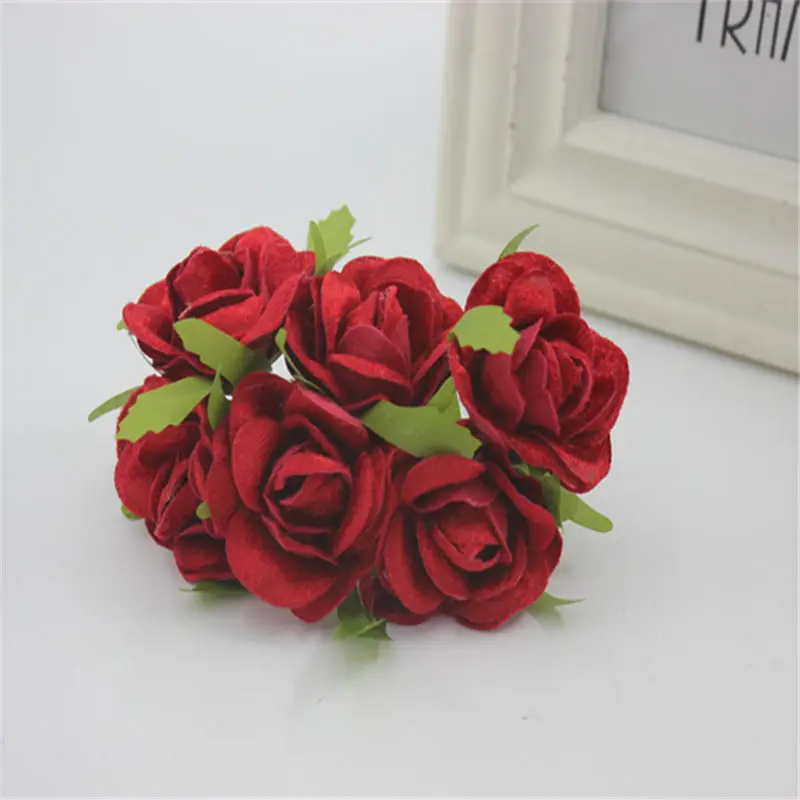 6 шт./бутон букета на осень роза шелковые розы декор в виде цветка домашнее