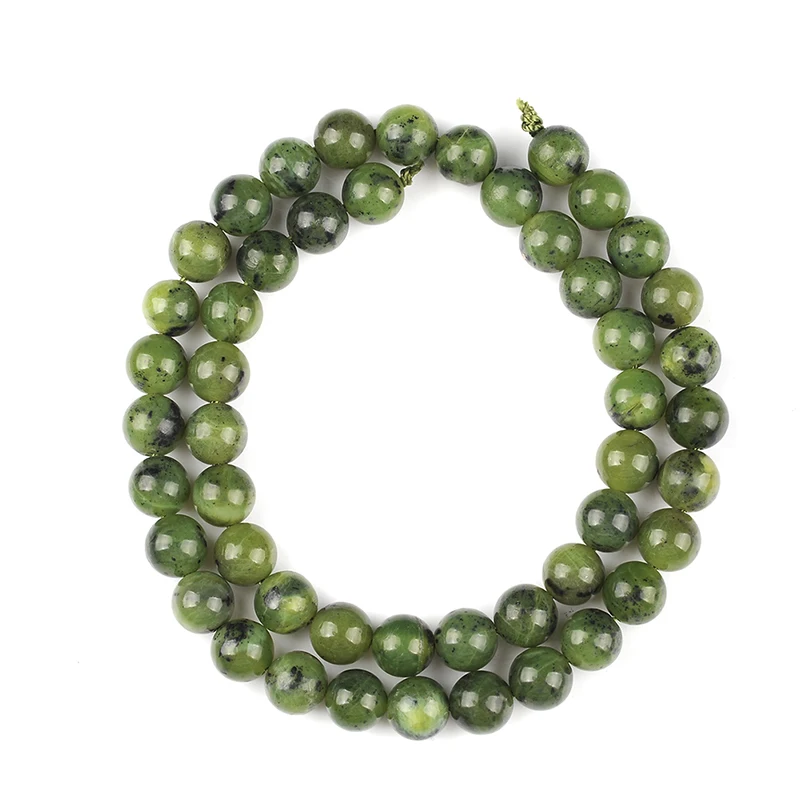 

Genuine Natural Stone Canadian green jades Bead Round Strand Loose Strand Beads 15" 6 8 10 12MM Pick Size For DIY Jewelry Making