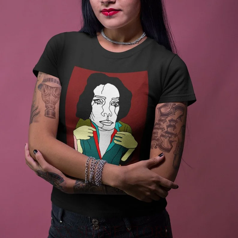 Women face drawing 100 cotton shirt urban street style t artwork graffiti grunge look short sleeve men(2) | Мужская одежда