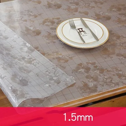 8 Новое поступление 1,5 мм толщиной ПВХ скатерти водонепроницаемые хрустальные тарелки квадратные пластиковые мягкие стеклянные коврики для стола домашний текстиль - Цвет: 8