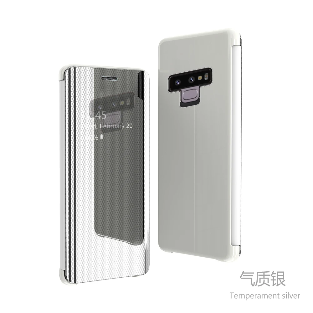 Серебристый Зеркальный умный флип-чехол для samsung Galaxy S9 S8 Plus S7 S7Edge Note 8 9 вертикальный зеркальный защитный чехол-подставка для телефона - Цвет: Серебристый
