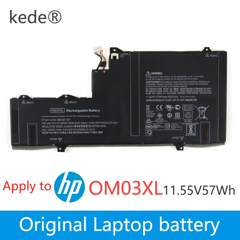 Аккумулятор kede для ноутбука OM03XL 11 55 в 57wh оригинальный HP Elitebook x360 1030 G2 863167 -171 |