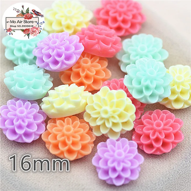

50pcs 16mm Mixed Color flower daisy resin flatback cabochon DIY jewelry/phone decoration No Hole