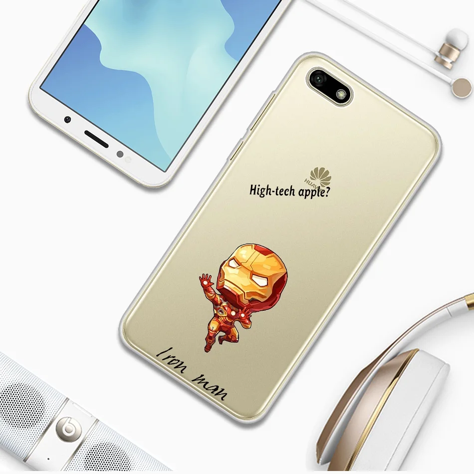 Marvel Heroes серии чехол для huawei Y5 Prime 2018 милый мягкий силиконовый прозрачный ТПУ