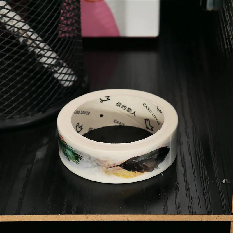 1 шт. васи ленты DIY красивое птичье перо бумага Маскировочная лента декоративные клейкие ленты Скрапбукинг Стикеры школьные принадлежности