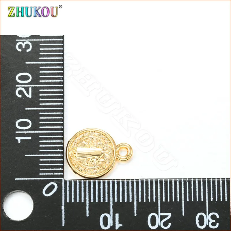 ZHUKOU 11x14 мм круглые верующие подвески из латуни с кубическим цирконием для