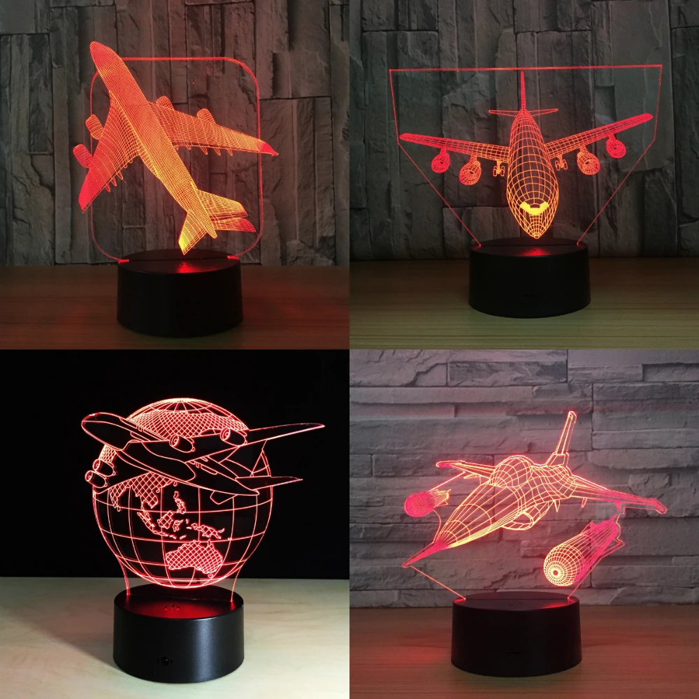 Реактивный самолет военный Fly на землю самолета вертолета 3D светодиодный