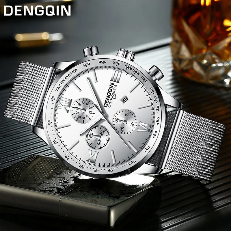 

DENGQIN Men's Wrist Watches Fashion Stainless Steel Casual Quartz Analog Date mens watches montre homme 2021 watch for man