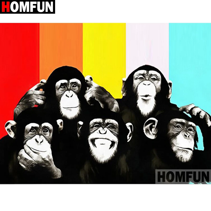 Алмазная живопись HOMFUN A14099 картина животное обезьяна с полными