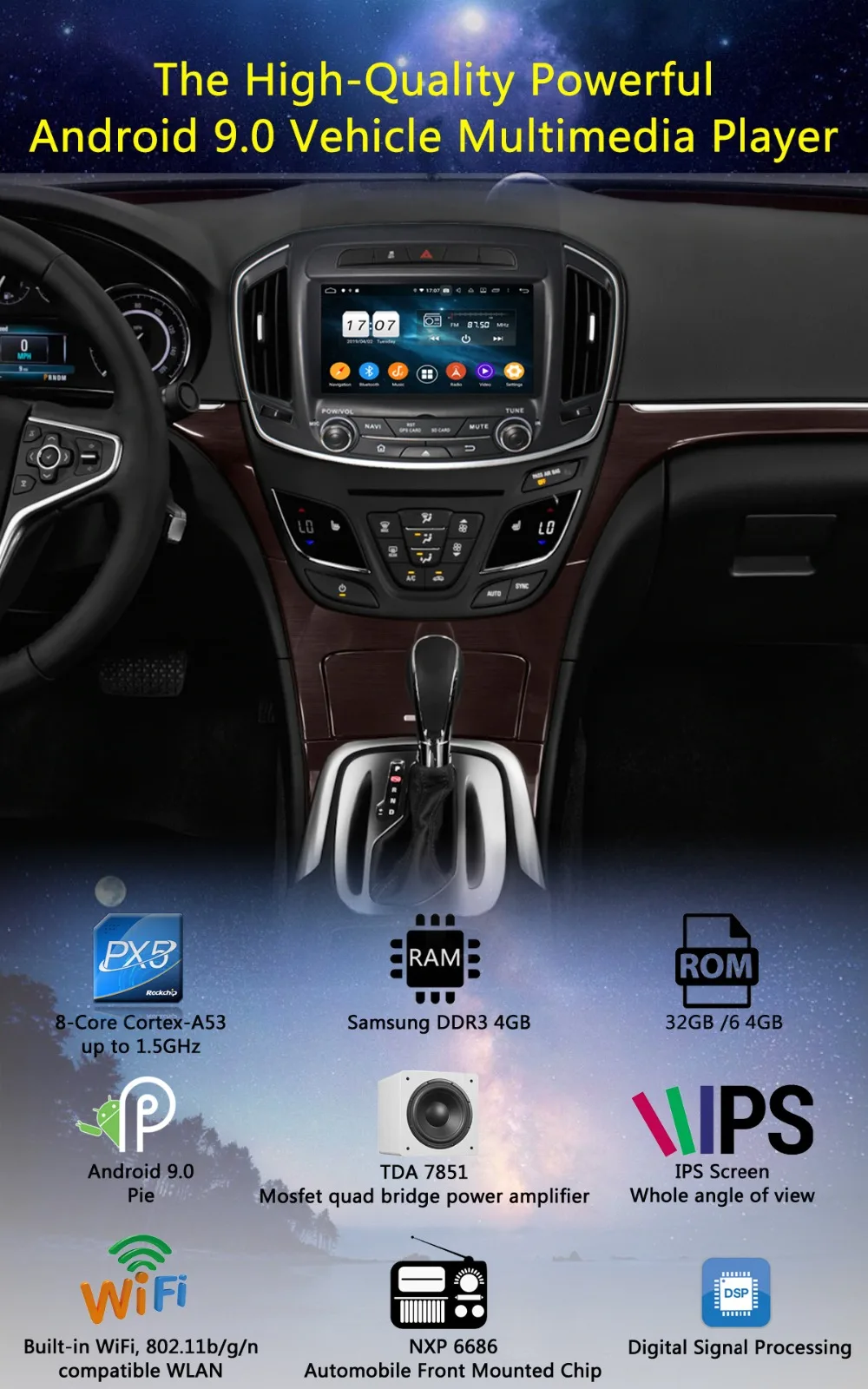 " ips 8Core 4G+ 64G Android 9,0 автомобильный DVD радио gps для Buick Regal Vauxhall Insignia/Opel Insignia DSP CarPlay