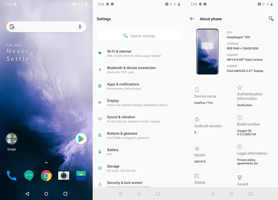 Мобильный телефон Oneplus 7 Pro с глобальной прошивкой, 6,67 дюймов, 4000 мАч, Android 9, Snapdragon 855, 6 ГБ ОЗУ, 128 Гб ПЗУ, смартфон