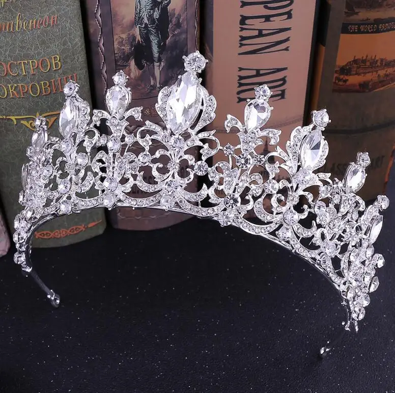 silver Свадебная Корона Ручной Работы, Хрустальная свадебная тиара, модная Королевская корона, повязка на голову, элегантный головной убор, роскошные ювелирные украшения для волос, аксессуары - Окраска металла: silver