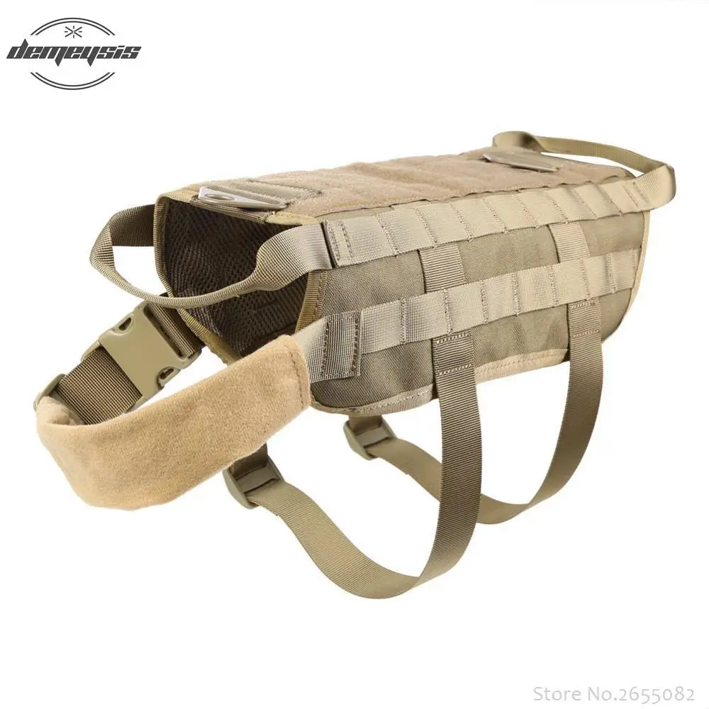 single vest tan Охотничий Тактический военный жилет для собак, походный нейлоновый жилет для собак Molle, уличная Военная Боевая тренировочная жилетка для собак - Цвет: single vest tan