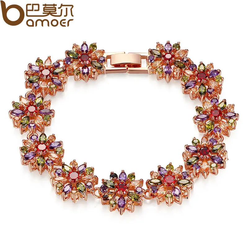 Bamoer 3 цветов 18 К розового золота свадебный Jewlery устанавливает для женщин свадьбы с высокое качество AAA циркон