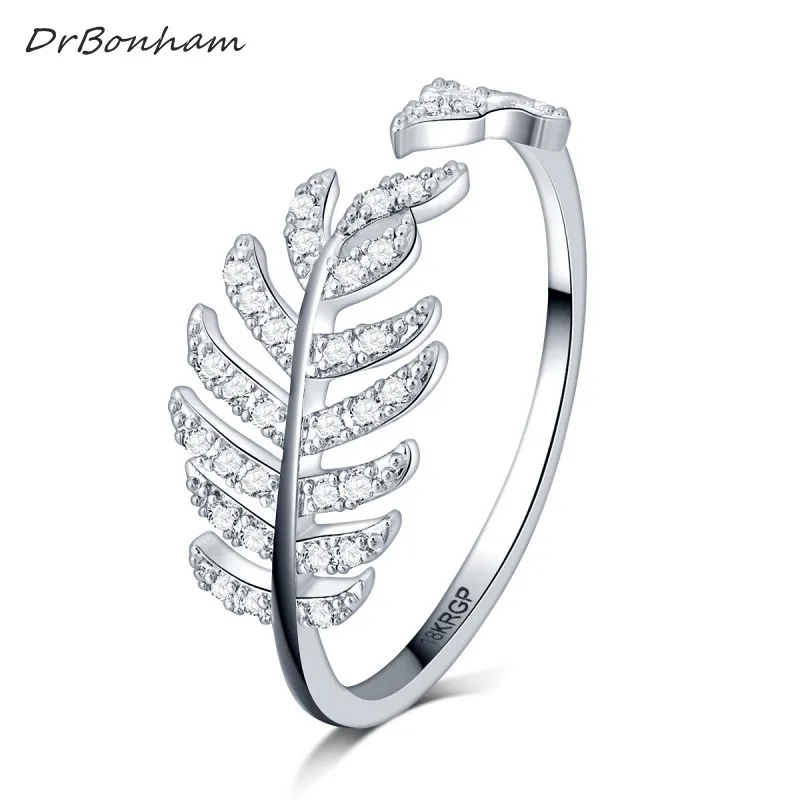 DrBonham лист дизайн белый золотой заполненный микро паве прозрачные циркониевые