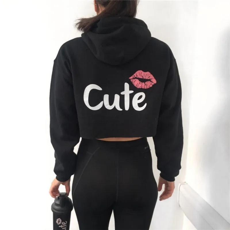 Женский топ с капюшоном hirigin черный розовый серый длинным рукавом|cropped hoodie|fashion