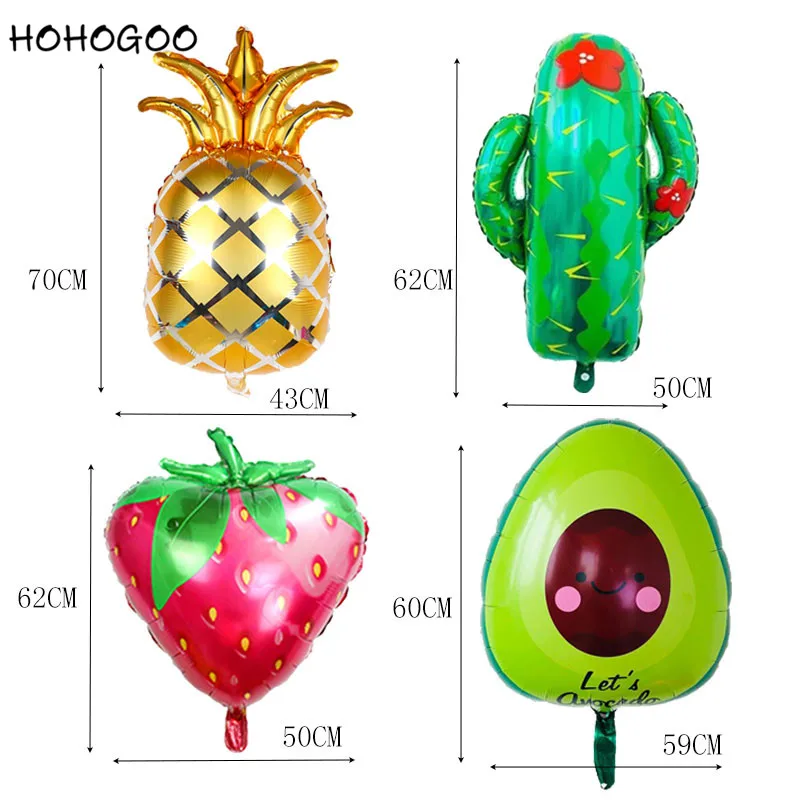 HOHOGOO 1 шт. воздушные шары из фольги с фруктами авокадо клубника кактус ананас