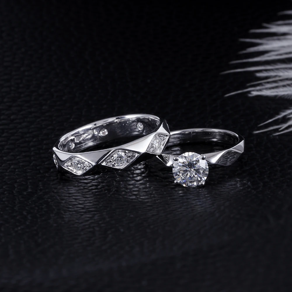 Кольцо-купон для влюбленных из белого золота 14 к 1 карат 6 5 мм F цвет Moissanite дамское