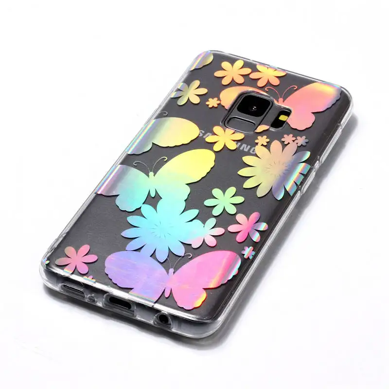 Cases For Samsung S9 S8 Plus Colorful Laser Silicone Soft TPU Back Cover Case Galaxy S3 S4 S5 S6 S7 edge Protect Bag | Мобильные