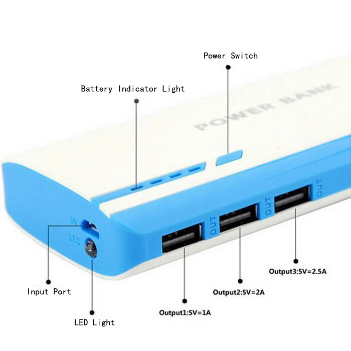 Внешний аккумулятор 20000 мА/ч портативное зарядное устройство 3 USB внешний для