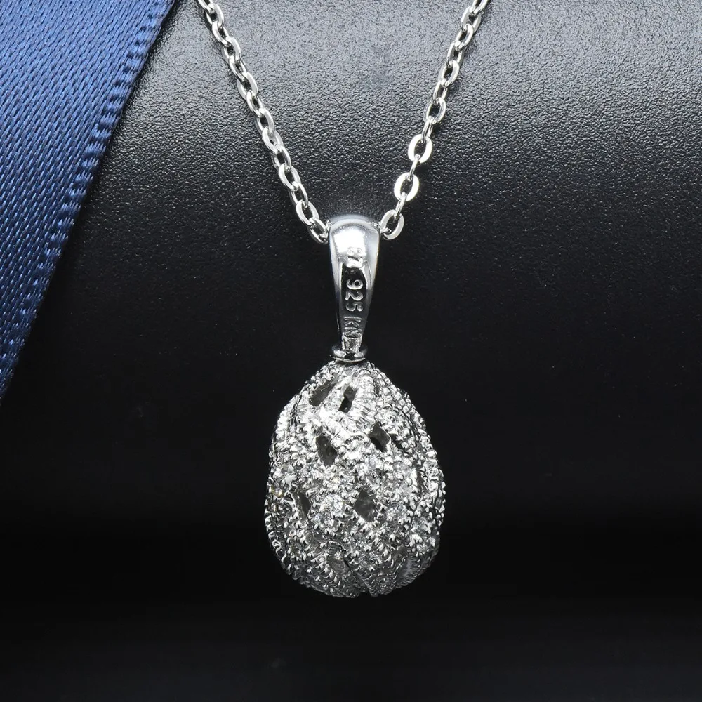 

Hutang Engraving Wedding Pendant Necklace For Women 100% sterling Silver Cubic Zirconia Fine Jewelry
