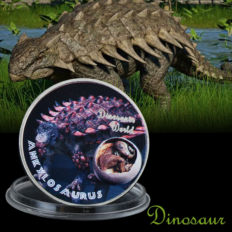 WR Ankylosaurus Серебряная монета динозавра коллекционный подарок на день рождения для