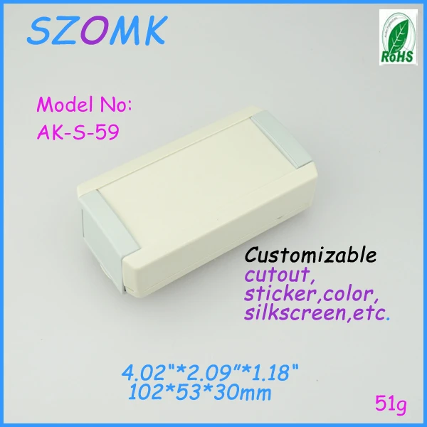 5 pieces a lot standard plastic project box 102x55x30 mm 4.02*2.09*1.18inch powder coating abs enclosure electronic 2014 new |
