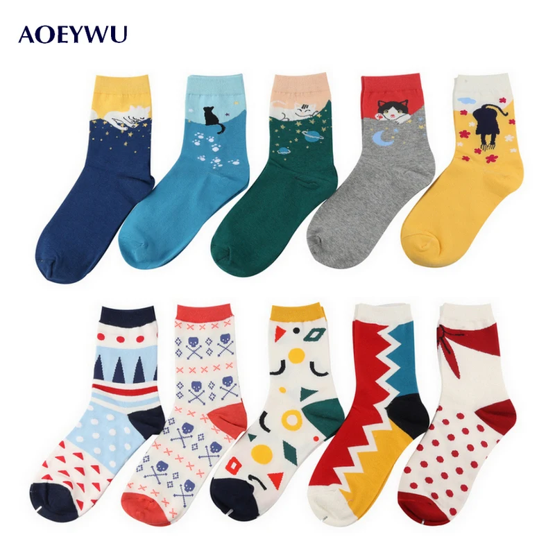 5 пар женские хлопковые носки с геометрическим рисунком|socks ladies|socks femalesocks fashion |
