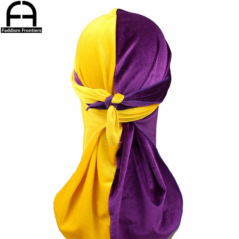 Мужская бархатная бандана Durags роскошная двухцветная бандана-тюрбан головной
