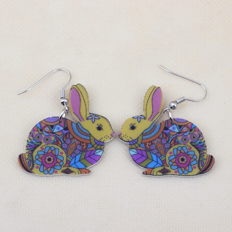 Милые акриловые серьги-капли с принтом кролика 1 пара Новый дизайн 2014 стильные