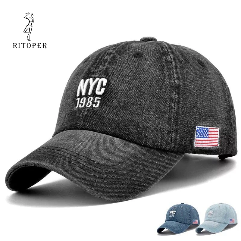 ВИНТАЖНАЯ ДЖИНСОВАЯ бейсболка RITOPER мужская Женская Кепка с вышивкой надписью |