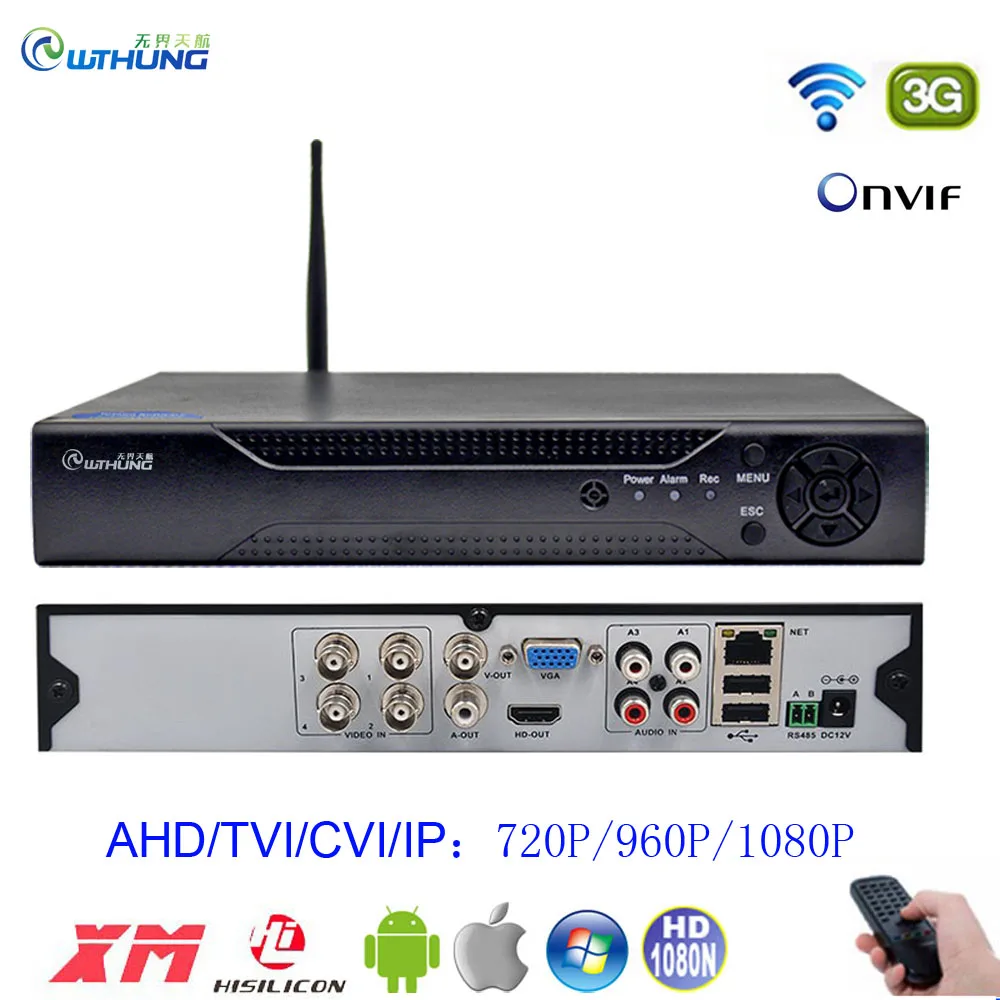 Hi3520D 1080P 4 канальный h.265 DVR Wi Fi 4CH 6 в 1 XMEYE безопасности P2P Облако IP камера Onvif HDMI VGA для