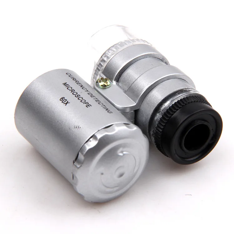 100et/лот * 60X ручной Мини карманный микроскоп для обнаружения валюты Ювелир Лупа