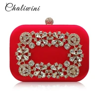 lady wedding handbags flower crystal diamond femme messenger bags day clutches with chains women evening bags vegan wallet